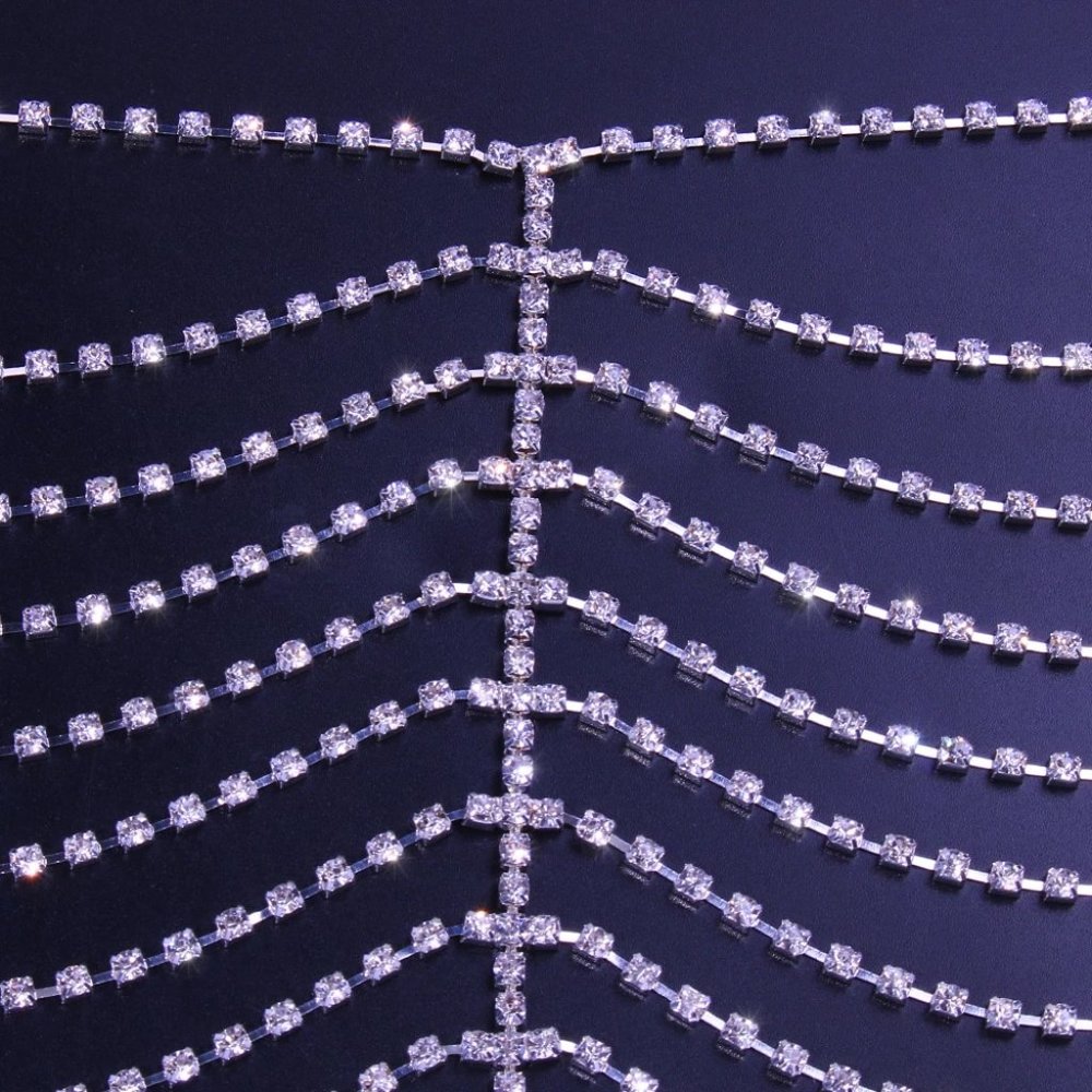 Rhinestone Bodysuit Dress Women Summer Bikini Body Chain Harness Body Jewelry - Picture 9 of 9